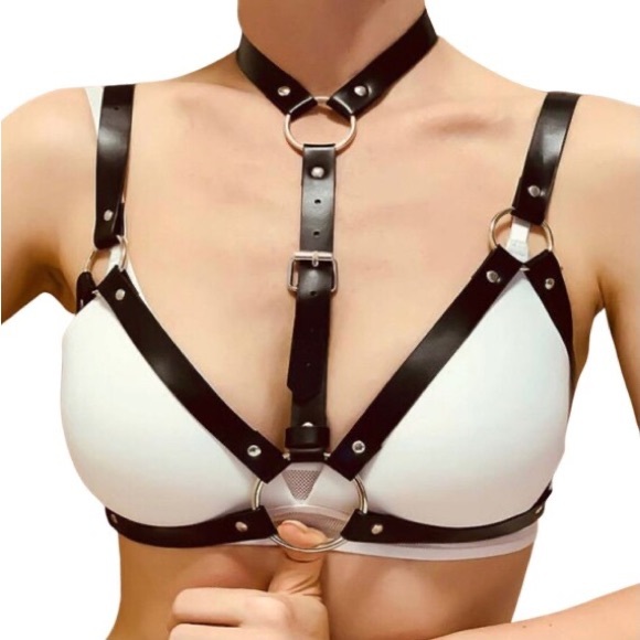 Women's Leather Harness Strap Belts Sexy Lady Body Bondage Lingerie Bra - Picture 4 of 6